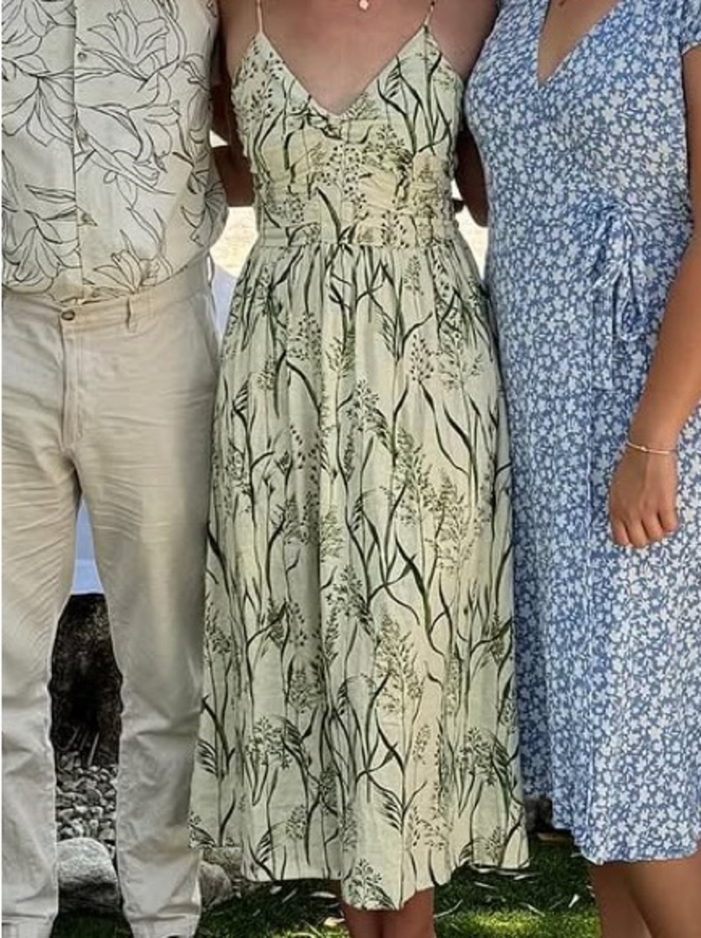 H&M Linen Floral Midi Dress